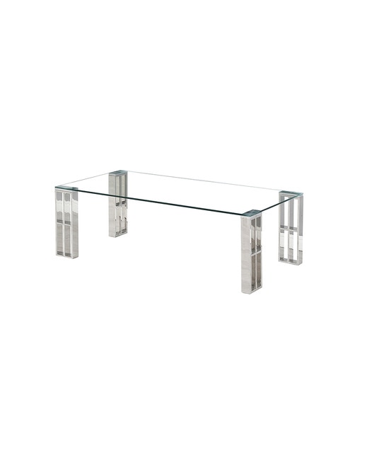 Mesa acero inox vidrio templado
