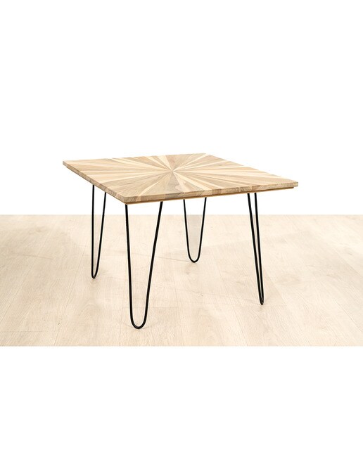 Mesa madera teka patas metal
