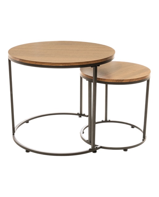 Set 2 mesas madera metal