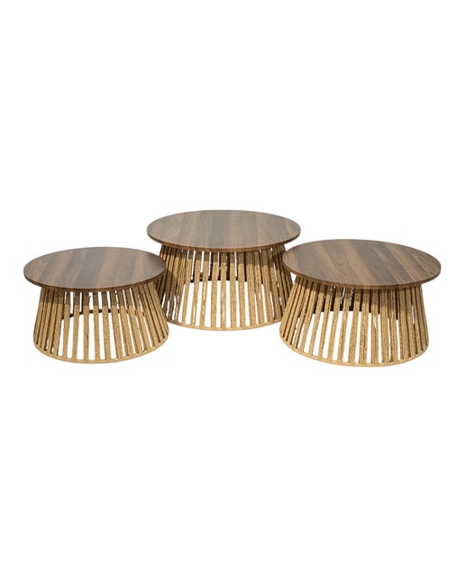 Set 3 mesas fibras madera