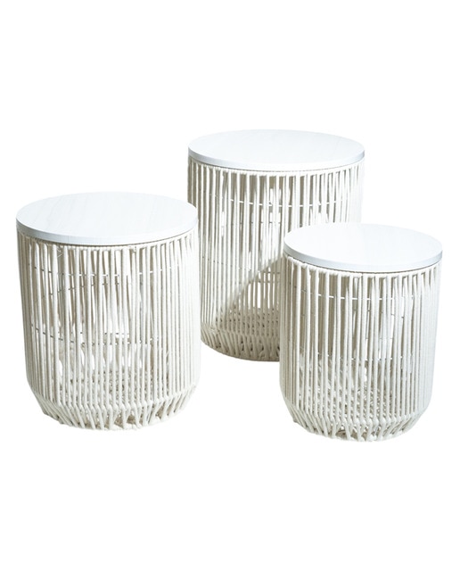 Set 3 mesas cuerda madera