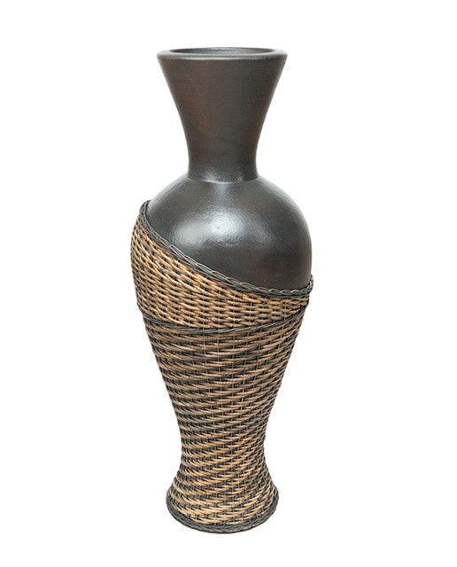 Jarron terracota rattan