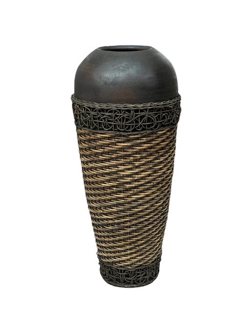 Jarron terracota rattan