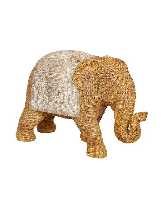 Figura elefante resina de rattan