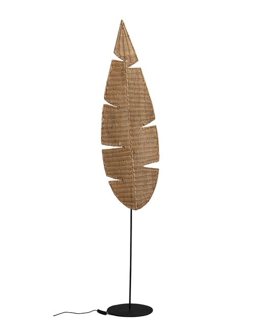Lámpara de suelo hoja rattan en sop metal