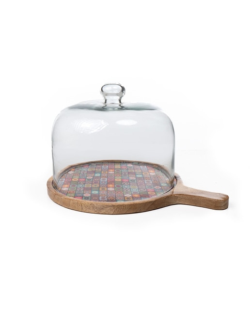 Quesera madera lacada contapa vidrio
