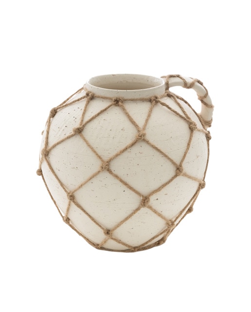 Florero asa ceramica cuerdas