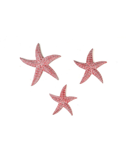 Set 3 estrellas madera rayas