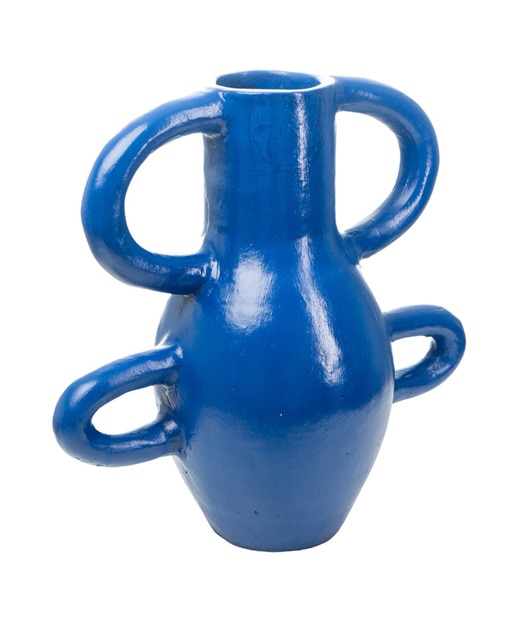 Florero ceramica asas cobalto