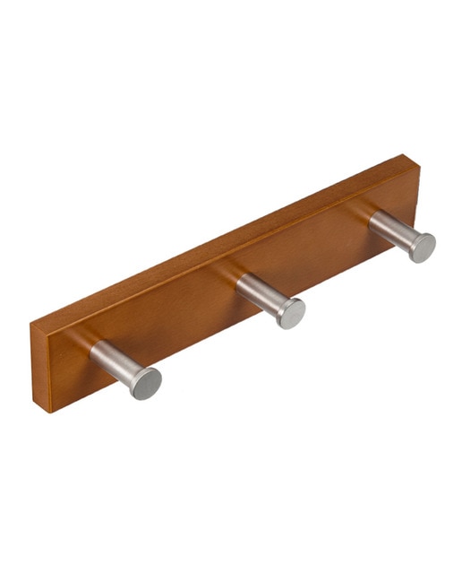 Percha Pared Madera y Aluminio 3 Pomos