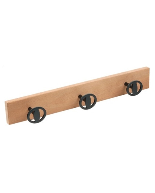 Percha Pared Madera 3 Pomos Forja