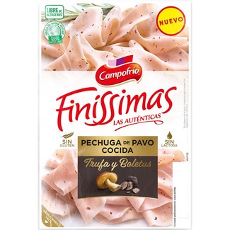 CAMPOFRIO Finíssi. cook turkey breast / truffle+boletus, slic., gluten-free + lactose-free sachet 115 drained weight g
