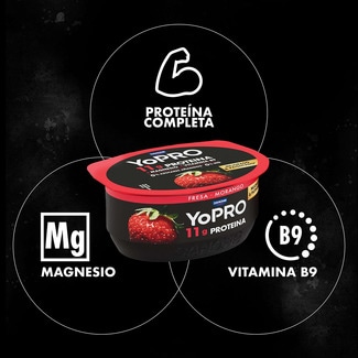 Proteínas sabor fresa 0% azúcares añadidos 0% m.g. pack 4 unidades 120 g + magnesio + vitamina B9 - Danone Yopro