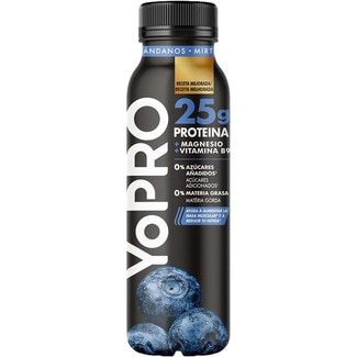 DANONE YOPRO proteínas liquido arándanos + magnesio + vitamina B9 botella 300 g 0% azúcares añadidos 0% m.g.