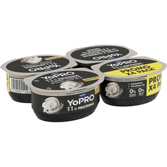 DANONE YOPRO proteínas sabor stracciatella 0% azúcares añadidos 0% m.g. pack 4 unidades 120 g + magnesio + vitamina B9