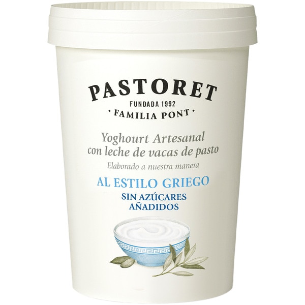 yogur griego natural artesano con leche de vacas de pasto sin azúcares añadidos tarrina 500 g