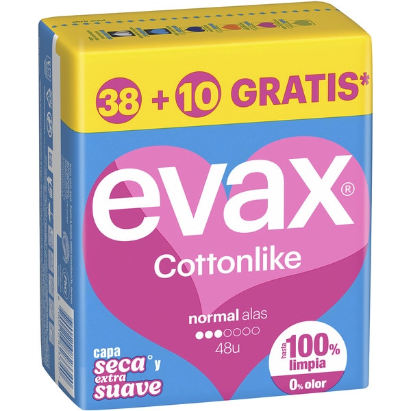 Cottonlike normal sanitary towel with wings bag 38 units