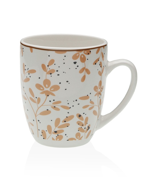 Mug  flores  de porcelana