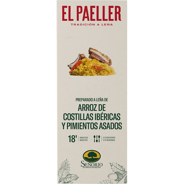 auf Holzkohle gegrillter Reis mit iberischen Rippchen und gebratenen Paprika Fertigmix Karton 192 g