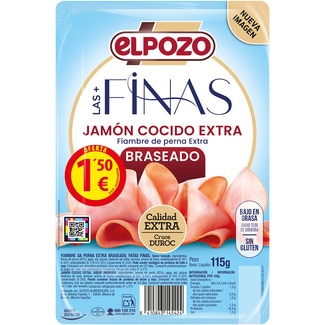 ELPOZO thinly sliced low-fat extra braised cooked ham gluten-free lactose-free container 115 g