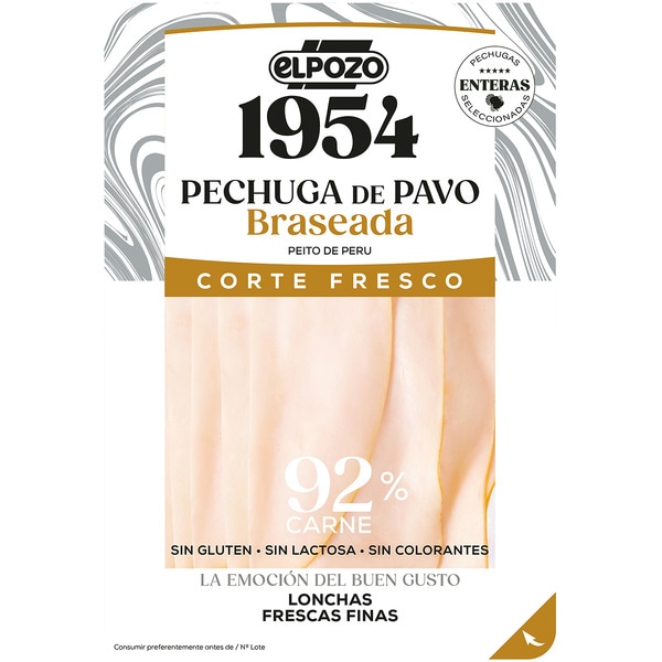 Edición 1954 Corte Fresco pechuga de pavo braseada en lonchas finas envase 120 g sin lactosa