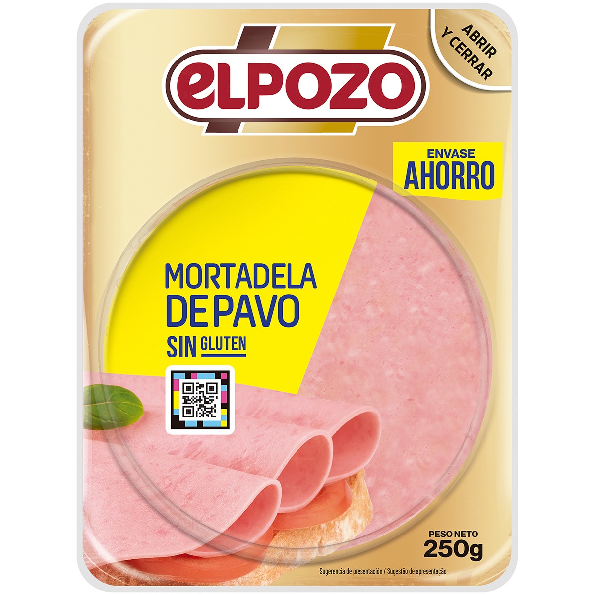 Mortadela de pavo maxi en lonchas sin gluten envase 225 g - Elpozo