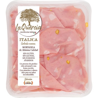 LA QUERCIA mortadela en lonchas cortado a mano Italica sin gluten sin lactosa envase 120 g