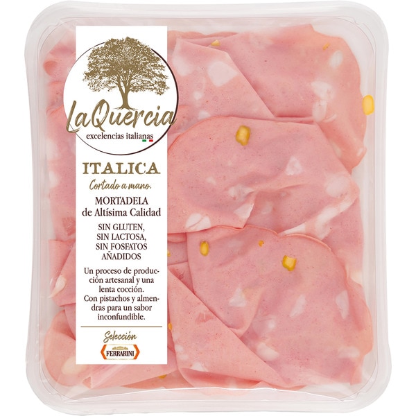 Mortadella in Scheiben von Hand geschnitten Italica glutenfrei laktosefrei Behälter 120 g