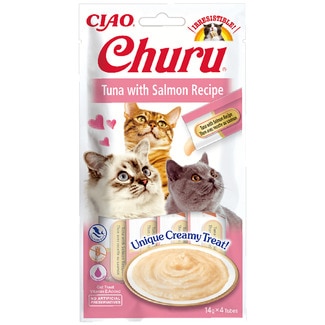 CHURU Snack für ausgewachsene Katzen Thunfisch und Lachs Tasche 56 g