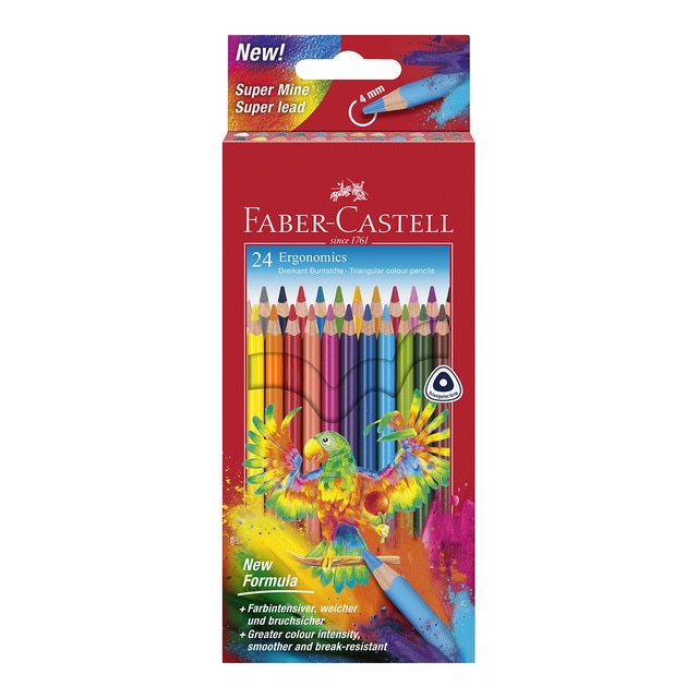 Estuche con 24 pinturas escolares mina especial 4mm Faber-Castell.