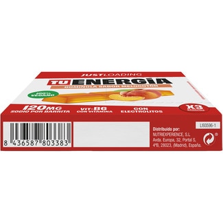 Tú Energético gominola sabor melocotón vegana con vitamina B6 y electrolitos pack 3 estuche 90 g - Just Loading