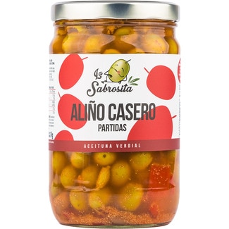 LA SABROSITA aceiunas verdial partidas aliñadas tarro 1 kg