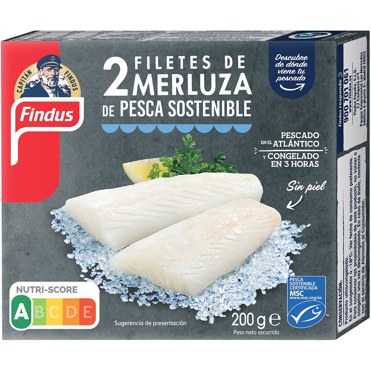 filetes de merluza sin piel de pesca sostenible 2 piezas
