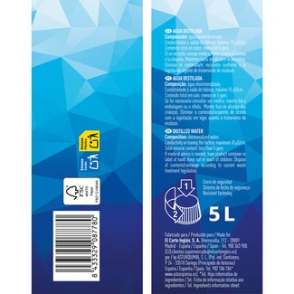 EL CORTE INGLES agua destilada normal botella 5 l