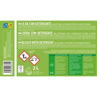 EL CORTE INGLES lejía con detergente Higiene y Limpieza olor a limón botella 2 l