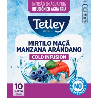 Tetley Cold Infusão de Mirtilo e Maçã embalagem 10 unidades