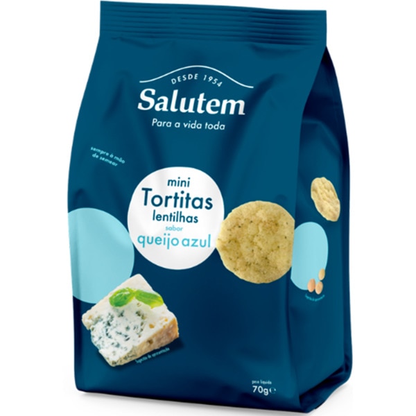 Mini Tortitas de Lentilhas e Queijo Azul embalagem 70 g