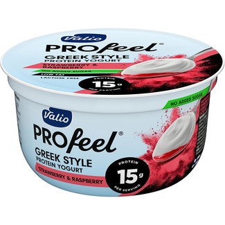 VALIO Profeel estilo griego con proteínas fresa & frambuesa sin azúcar añadido sin lactosa envase 160 g
