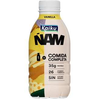 KAIKU ÑAM Vanille 1 = Komplettnahrung 35g Proteine 26 Vitamine und Mineralstoffe Flasche 500 ml ohne Zuckerzusatz
