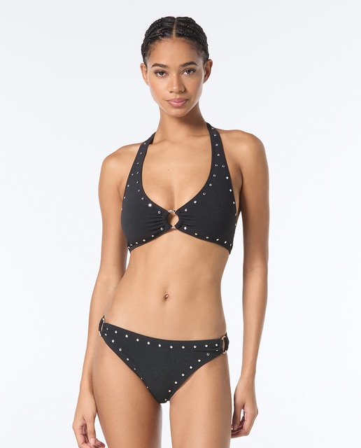 Sujetador halter liso con tachas