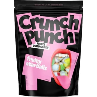 Crunch Punch Rebuçados Freeze Fruity Starballs embalagem 100 g