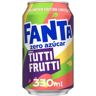 FANTA tutti frutti flavour soft drink with gas no sugars tin 33 cl