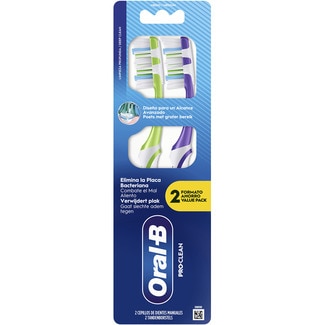 ORAL B Pro Clean cepillo dental medio elimina laplaca blister 2 unidades