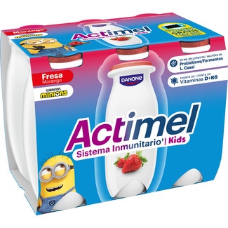 DANONE ACTIMEL Kids L. Casei con fresa sin gluten pack 6 unidades 100 g