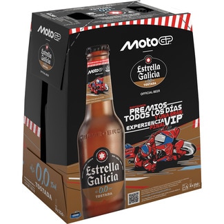 ESTRELLA GALICIA 0,0 cerveza tostada sin alcohol pack 6 botellas 25 cl