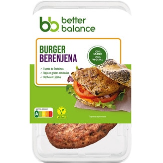 BETTER BALANCE 100% plant-based vegan aubergine burger lactose-free container 160 g