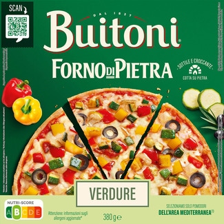 BUITONI FORNO DI PIETRA pizza vegetal calabacín pimientos y aceitunas estuche 370 g