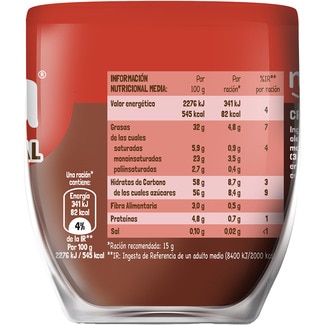 Crema de cacao y avellanas original sin gluten y sin aceite de palma vaso 180 g - Nocilla