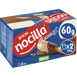 NOCILLA Sticks Chocomix mit Kakao-, Haselnuss- und Milchcreme ohne Palmöl Paket 60 g Pack 2 Stück