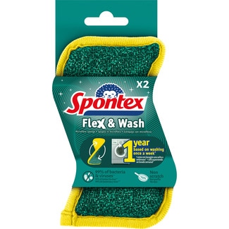 SPONTEX estropajo Flex & wash microfibras y bayeta no raya paquete 2 unidades